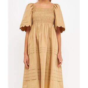 English Factory Scallop Detail Midi Dress